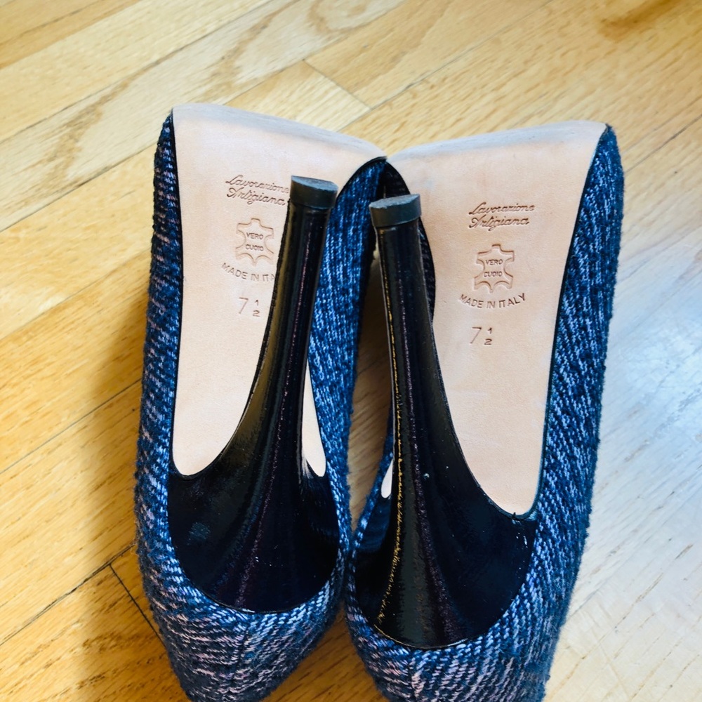 Butter blue tweed high heels - Picture 4 of 6